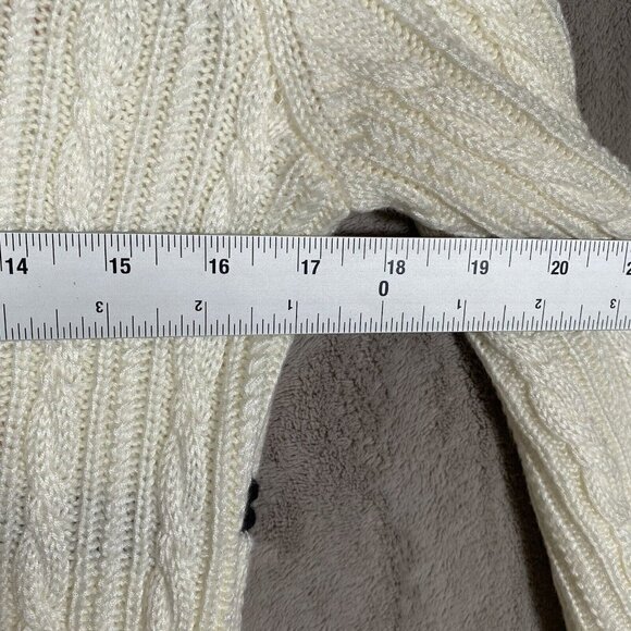 Tommy Hilfiger Cable Knit Sweater Dress Ivory Red Spell Out Logo Chunky - Picture 8 of 10